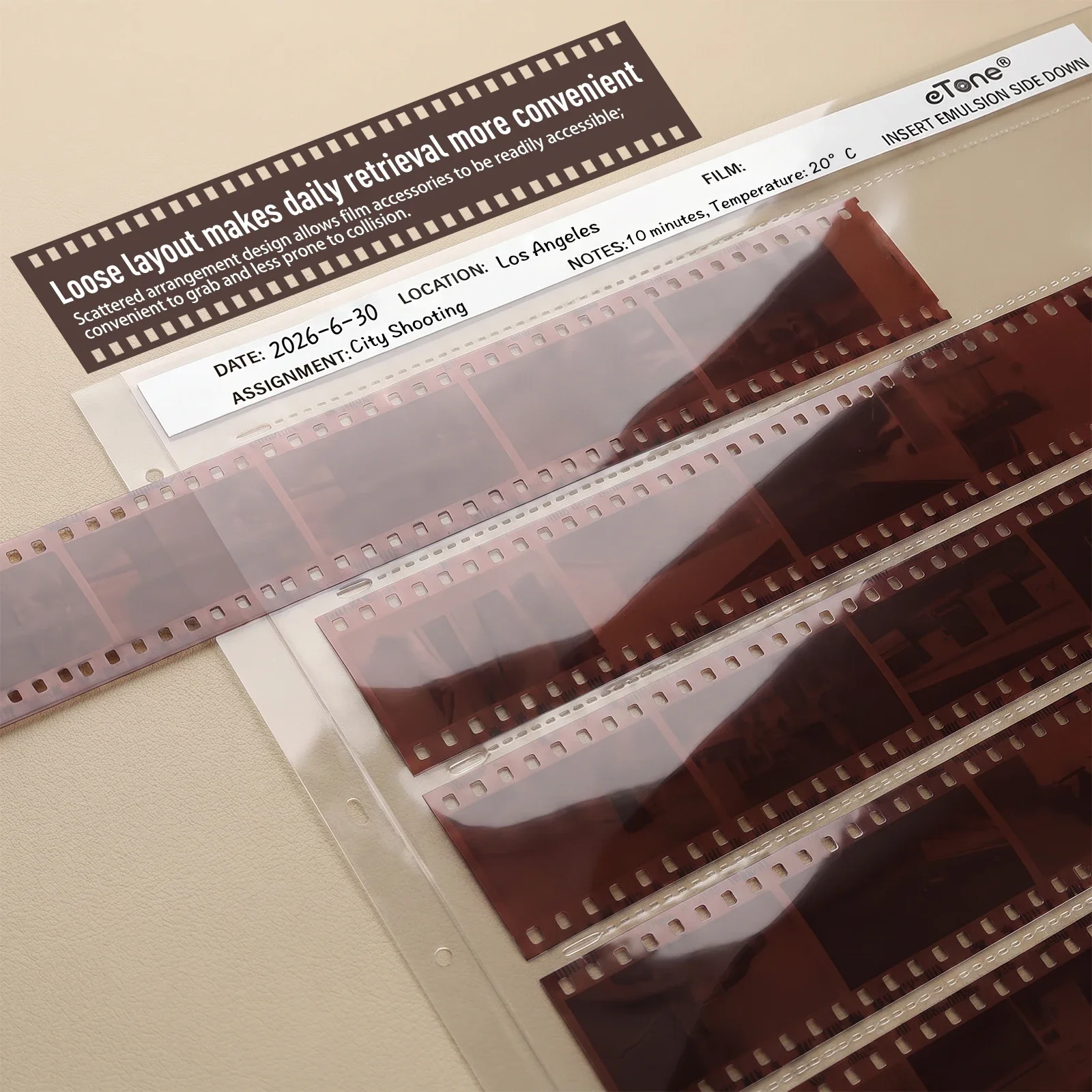 Nouvelles feuilles de rangement archivistiques sans acide eTone 25 pièces 35 mm pour négatifs, couleur noir et blanc, protège-films 135, pochettes pour diapositives