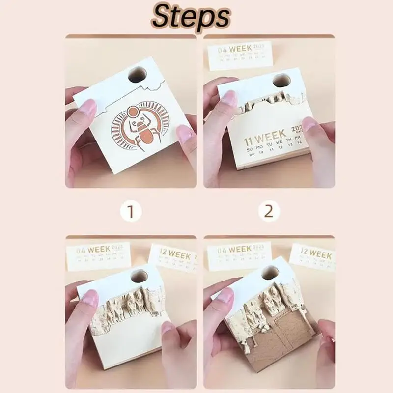 Creative Time Piece Calendar Temple Designed Desk Notepad Memo Pad For Sticky Note Record Creative Notepad Decorative Ornament
