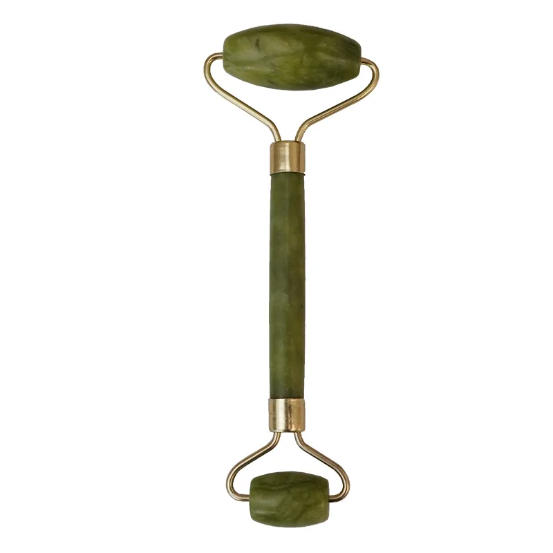 Green Jade Facial Massage Wand Unclogging Massage Beauty Jade Roller Double Head Jade Massage Roller