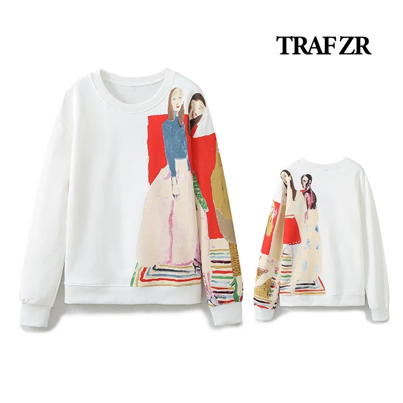 

TRAF ZR Pullovers Kpop New in Hoodies & Sweatshirts Tracksuit Woman 2024 Essentials Outerwear Y2k Top Women Long Sleeve Harajuku
