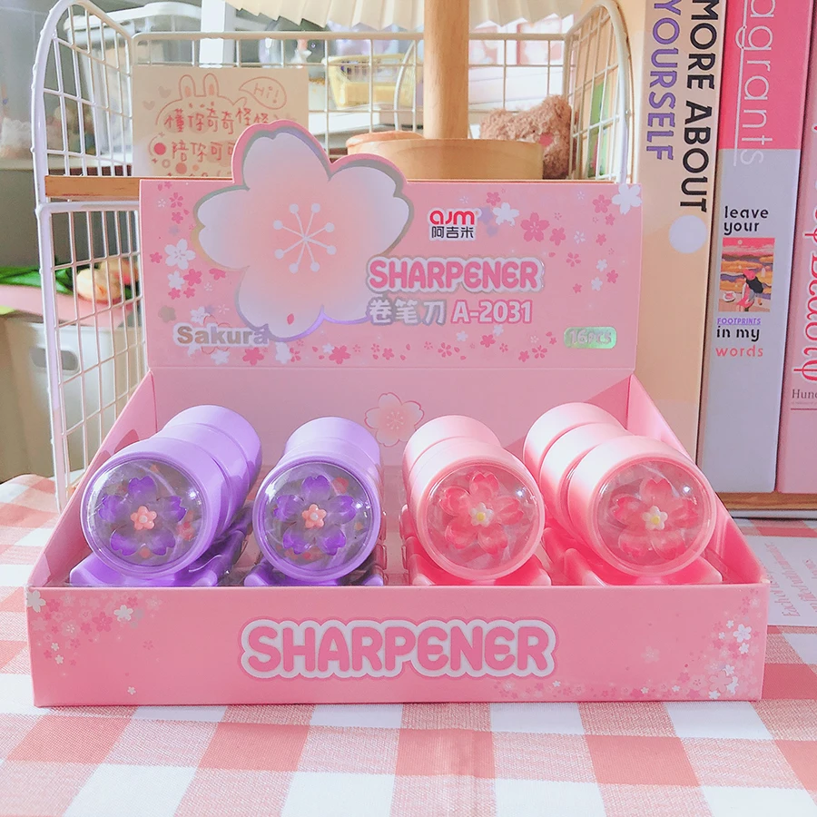 Office supplies kawaii stationery  school useful School supplies cute Cherry blossoms pencil sharpener children's stationery