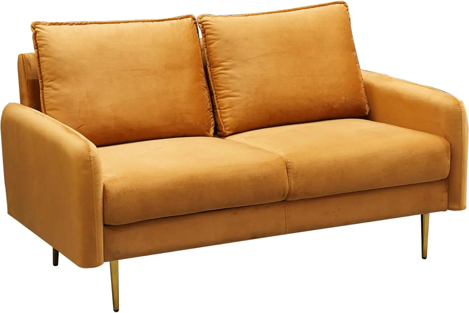 Loveseat Modern Sofa Tufted Couch with Metal Legs for Living Room, Bedroom, Office, Playroom - Ginger