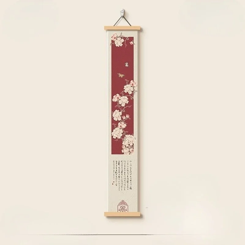 VIKAMA Vertikaler Rollbild-Wandbehang mit chinesischer Pfingstrose, Koi-Fisch und Mond, orientalische Tuschemalerei, Dekoration für Wohnzimmer und Eingangsbereich – Detail 2
