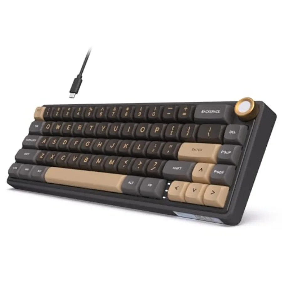 Gaming keyboard for compact desks: cream mechanical switches PBT MDA keycaps RGB backlight gasket mount 66-key hot-swappable QM