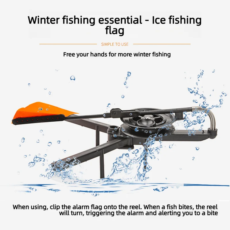Winter Ice Fishing Flag, Foldable Black Triangle Ice Fishing Platform, Portable Ice Fishing Rod