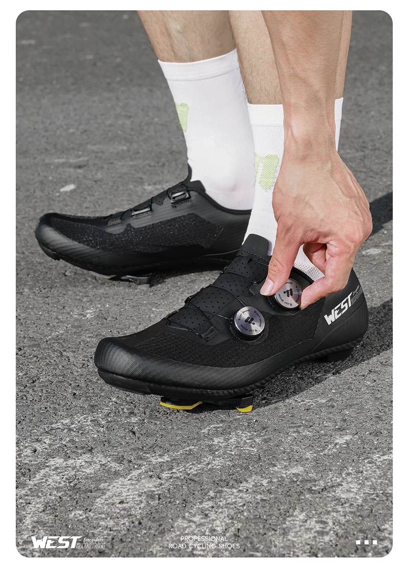 WEST BIKING Herren-Rennradschuhe mit Carbonfaser-Sohle, Dual-Dial-Renn-Sneaker, leichte, atmungsaktive Fahrradschuhe für SPD SL – Detail 23