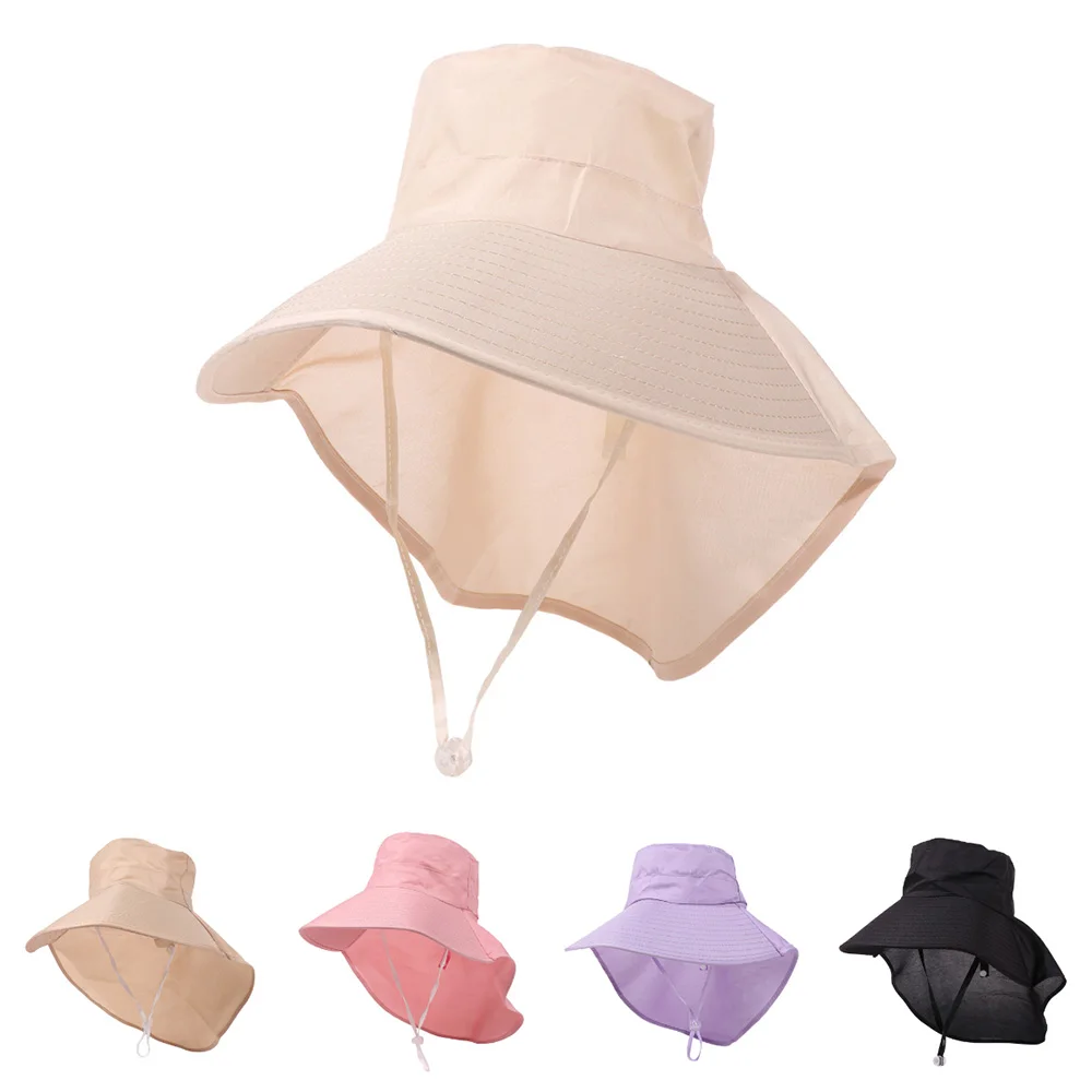 

Fashion Korean Style Wide Brim Sun Hat 50+ UPF Anti-UV Sun Protection Hat Outdoor Travel Women Bucket Hats with Neck Cover