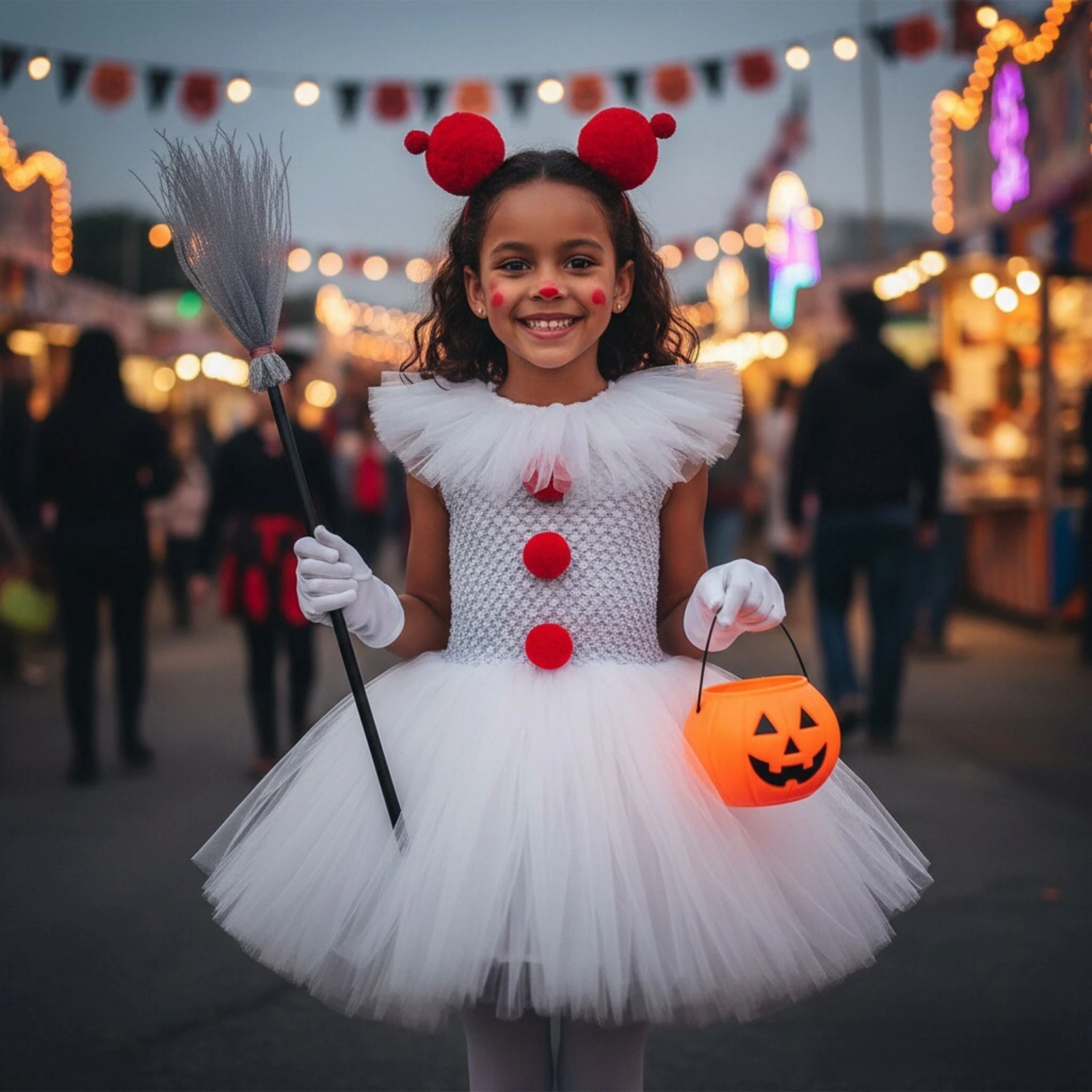 Gray Joker Girls Halloween Costume Tutu Dress Cosplay Costume with Hair Pin Gloves Girl Halloween Apparel
