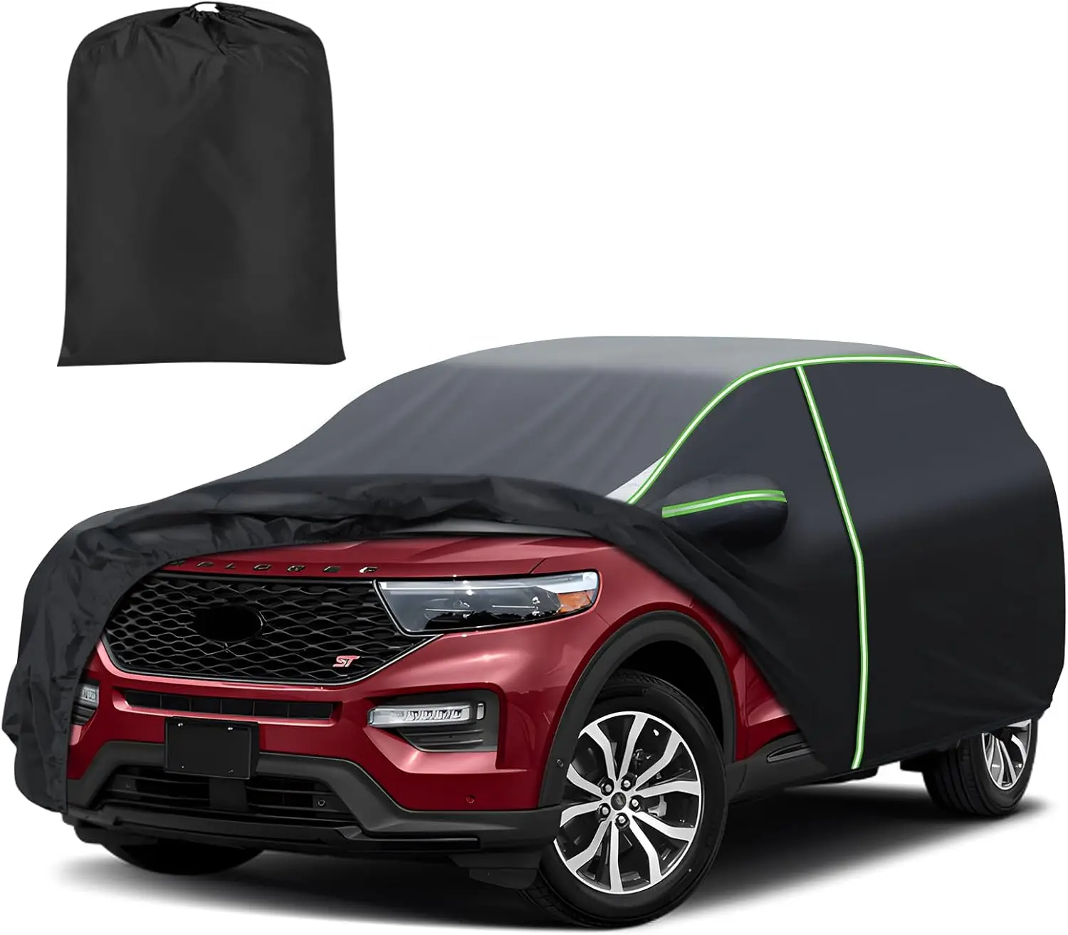 

7-Layer All-Weather Waterproof Car Cover with Zipper Door and Reflective Strips for Ford Explorer 1995-2026