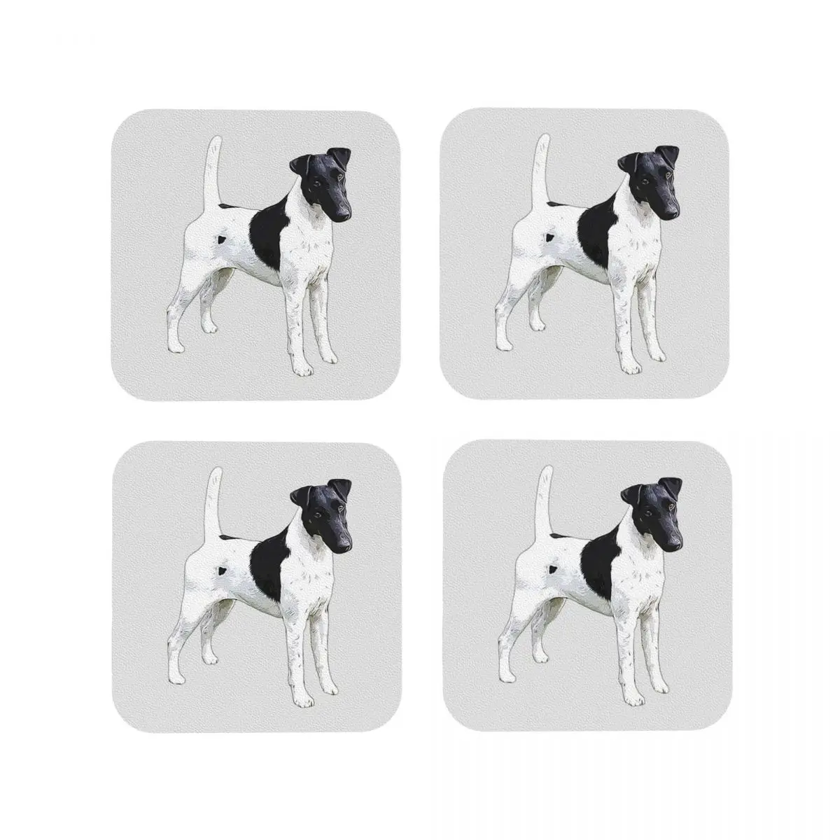 

Fox Terrier Smooth Coasters Kitchen Placemats Non-slip Insulation Cup Coffee Mats For Decor Home Tableware Pads Set of 4