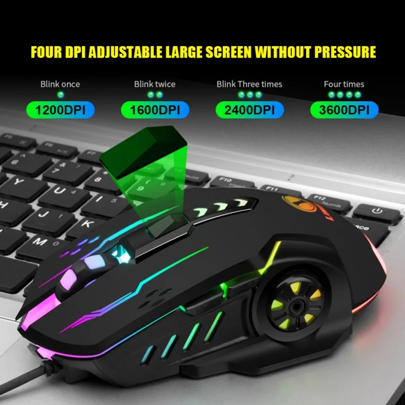 PC Gamer Mice Wired Gaming Mouse 7 Buttons Backlit 2400Dpi Optical Gaming Mouse 6D Color Led Illuminated Mouse for Macbook