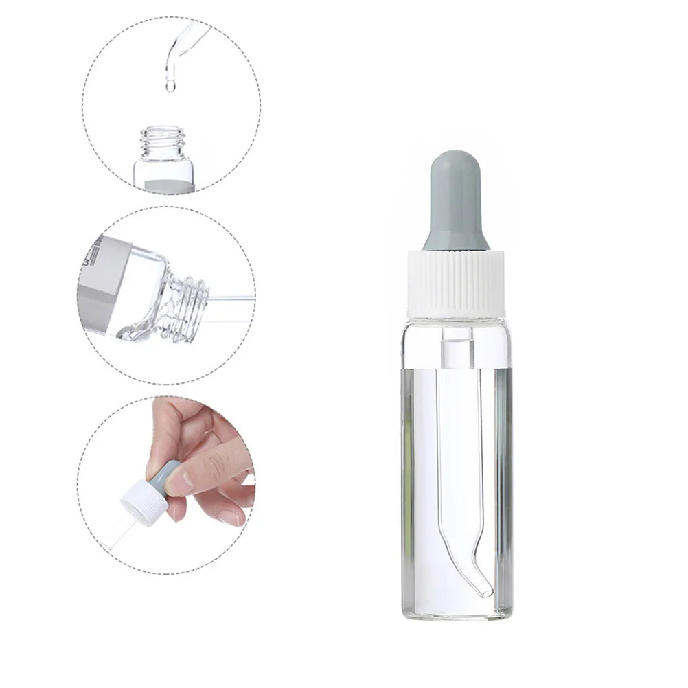 

2Pcs Dropper Makeup Bottles Glass Transparent Artistic Design Subpackaging Containers Essential Oil Essence