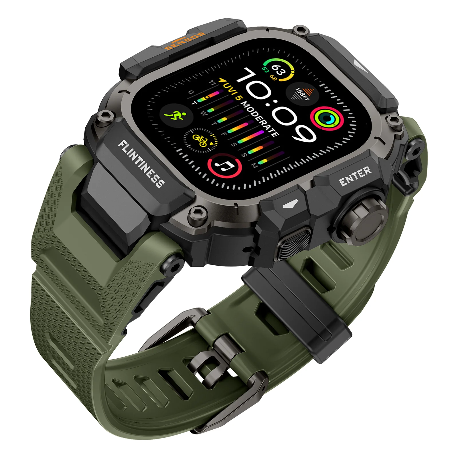 Taktisches Armband für Apple Watch Ultra 4/3/2 49 mm, Silikonarmband + Metall-Schutzhülle, Smartwatch-Zubehör, Armband für die iWatch-Serie. – Detail 4