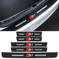 Car Door Sill Protector Stickers Leather Threshold Strips for Audi S1 Logo Trunk Door Pedal Tape Bumper Guard Protective Trim