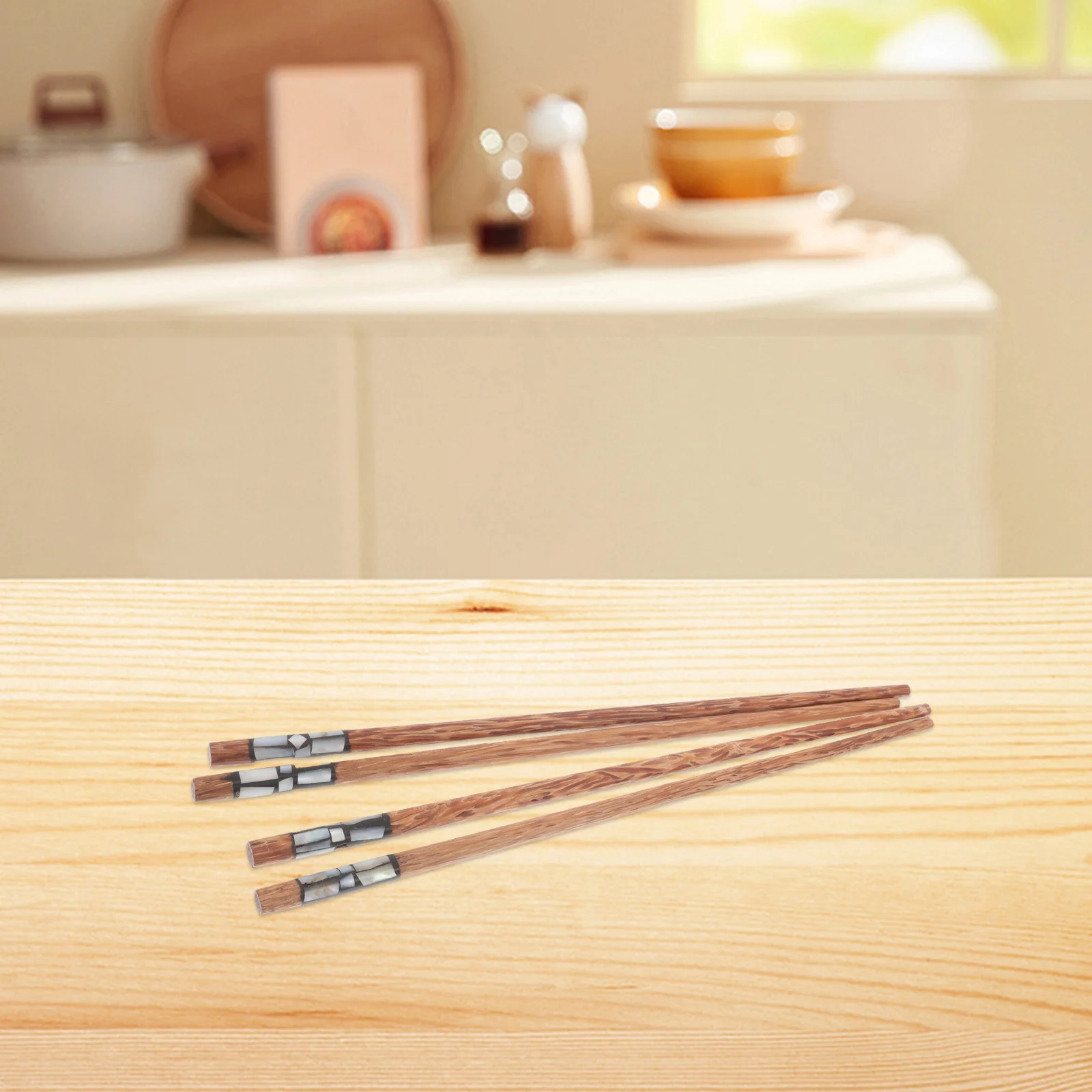 2Pairs Reusable Wooden Chopsticks Non-Slip Creative Design Household Dining Chopsticks Ergonomic Smooth Natural Wood for Cooking