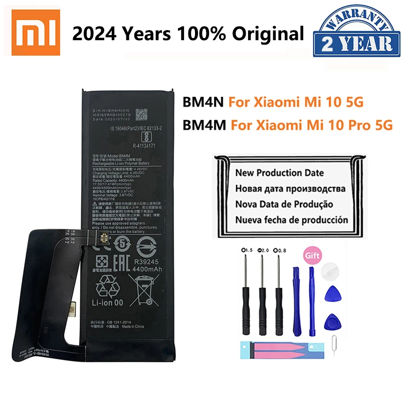 100% Original Battery BM4M BM4N For Xiaomi Mi 10 Pro 5G Xiaomi 10Pro Mi10 5G Genuine Phone Replacement Bateria Batteries