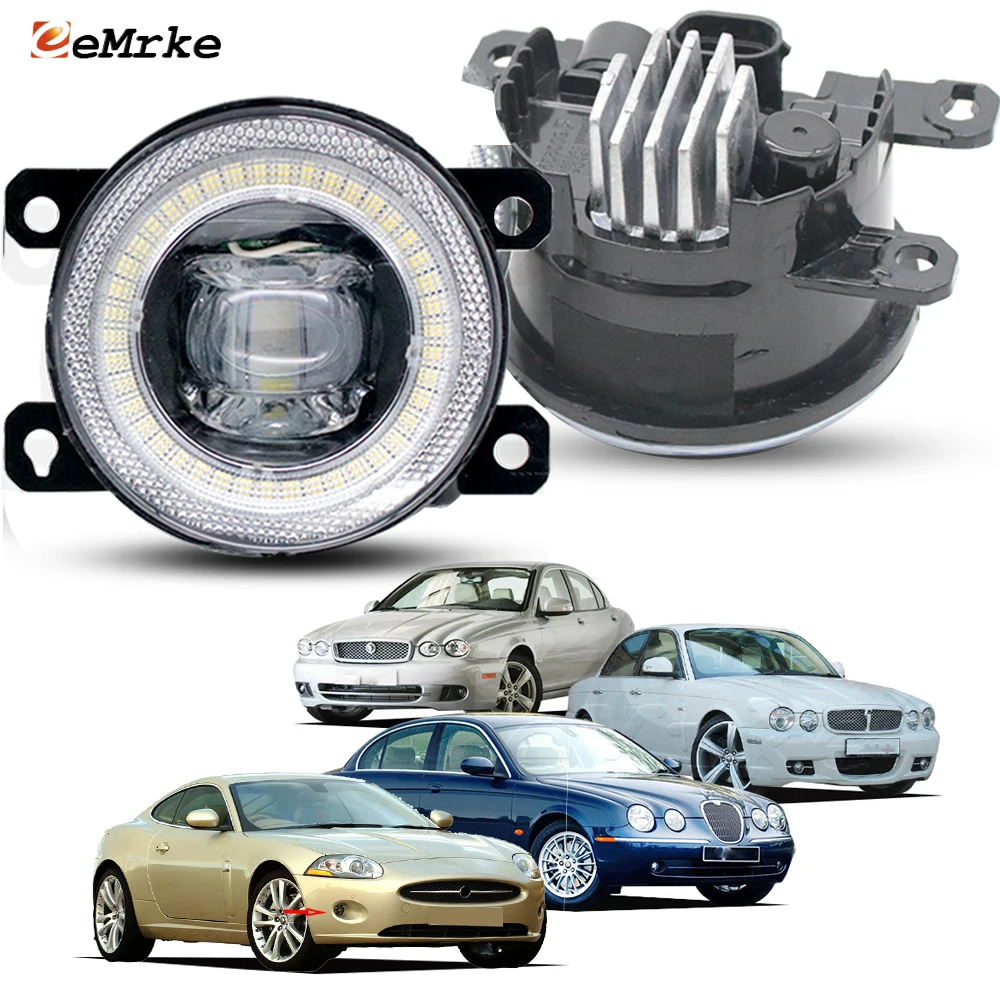 Left & Right For Jaguar S-Type X200 X-Type X400 XJ X358 XK X150 LED Fog Lights Angel Eye DRL Fog Driving Lamp Car Accessories