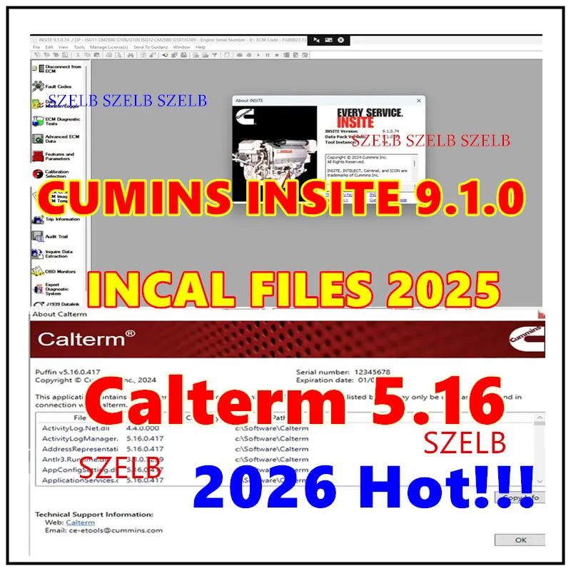 2026 Hot Cummins Insite 9.1.0+Calterm 5.16 + with 2025 INCAL Files Fault Code Engine Tests for CMS Electronic Service Diagnostic