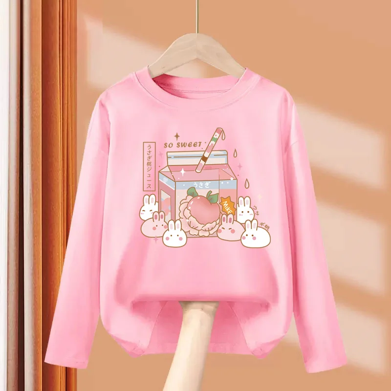 Herbst Süße Cartoon T-shirt für Baby Mädchen Langarm Schöne Tops 3-14T Mädchen Frühling Kleidung