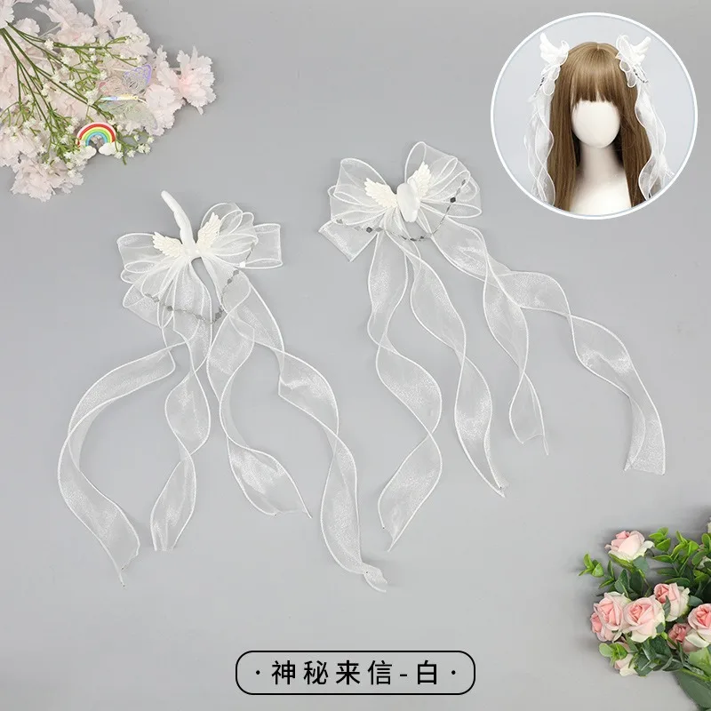 نمط جديد الملاك الجناح القوس الكبير شرابة مشبك شعر Y2K فتاة Harajuku القوطية الأصلي ثقافة فرعية اكسسوارات لوليتا إكسسوارات الشعر