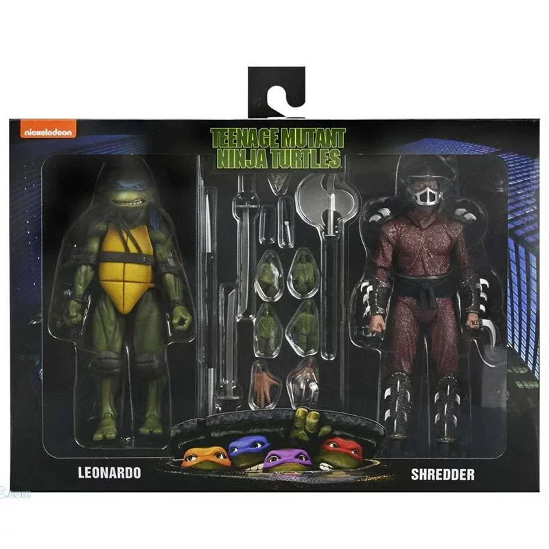 Op voorraad: NECA 54515 TMNT Shredder vs Leonardo, 2-delige set, 18 cm actiefiguur, officieel gelicentieerd verzamelmodel.