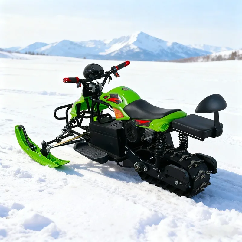 48V 800W Electric Snowmobile 2-Seater with Backrest Tracked Snow Bike Battery Powered Winter Ski Sled Snow Scooter for Adults