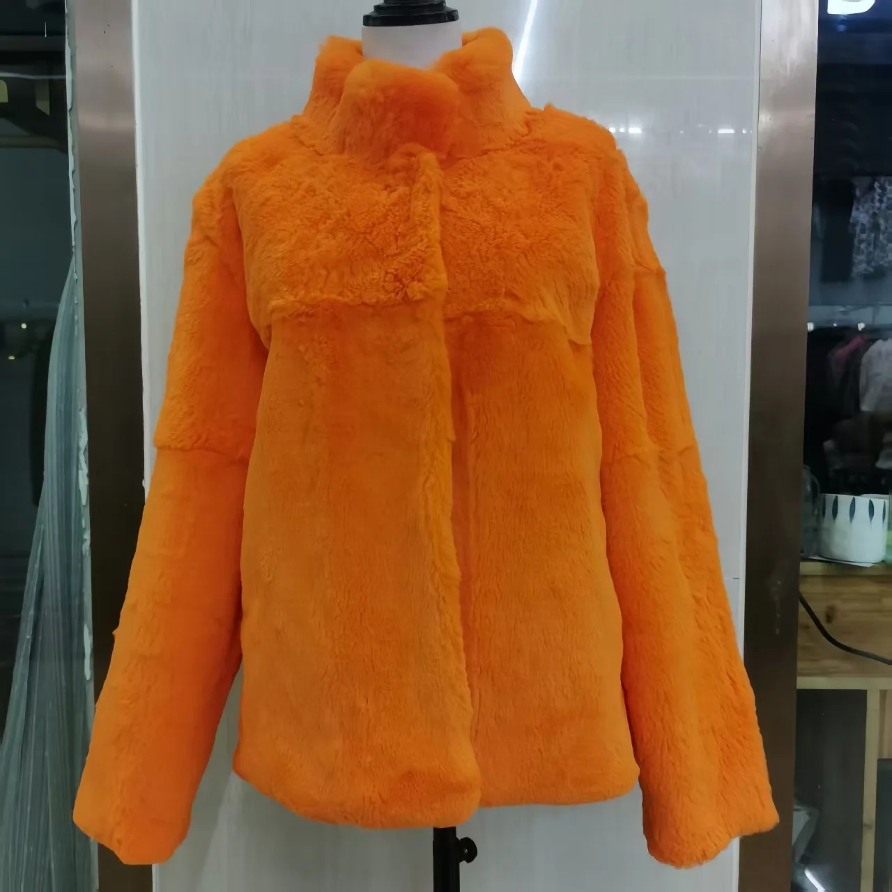 Real Rabbit Fur Coat for Women,Stand up Collar Jacket,Thick Warm Overcoat,Female Clothing,High Quality,Loose,New,Winter,2026