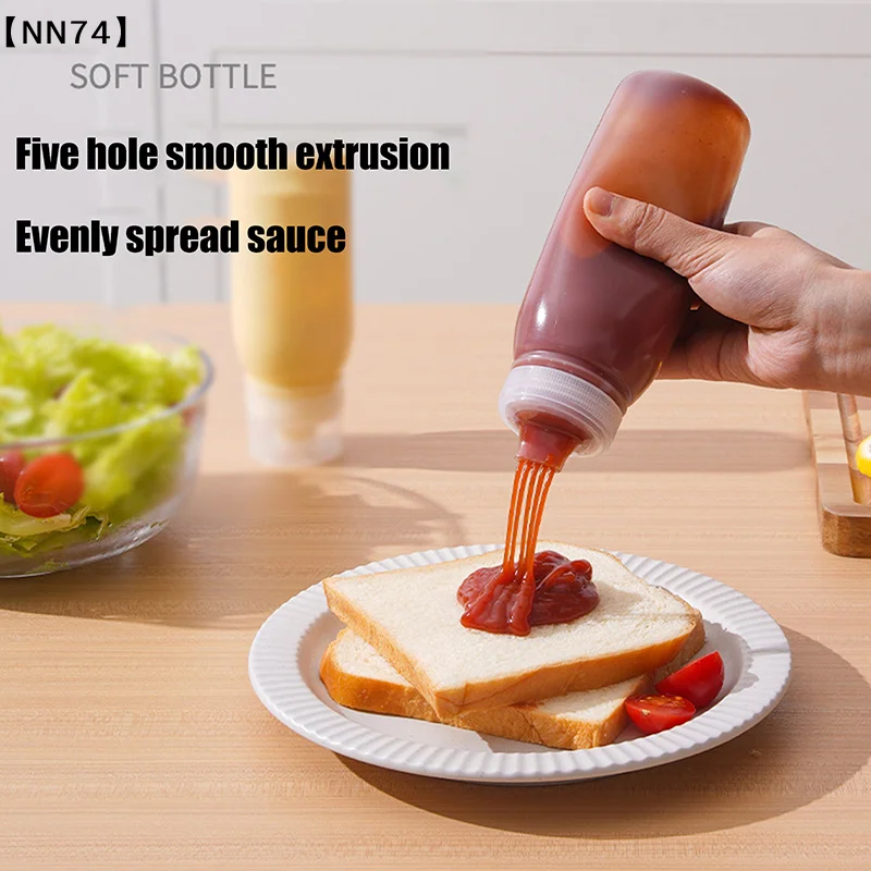 Squeeze Sauce Bottle Durable  Proof Refillable Plastic Condiment Container For Salad Ketchup Honey Jam Squeeze Sauce Bottle[J]