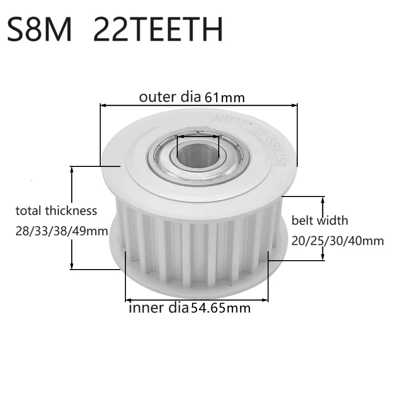 Std8m-プーリーベルト,S8m 22歯,アルミニウム合金タイミングプーリー,テンショナー,同期プーリー