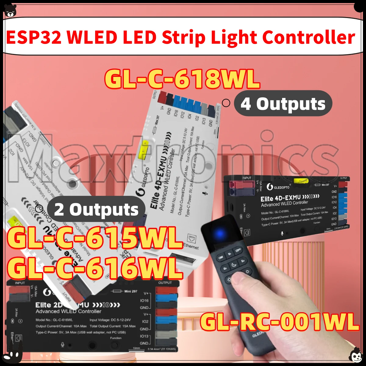 GL-C-615WL/ Elite GL-C-616WL ESP32 WLED LED Strip Light Controller Advanced DIY Light Digital GL-C-618WL/GL-SW-001/GL-RC-001WL