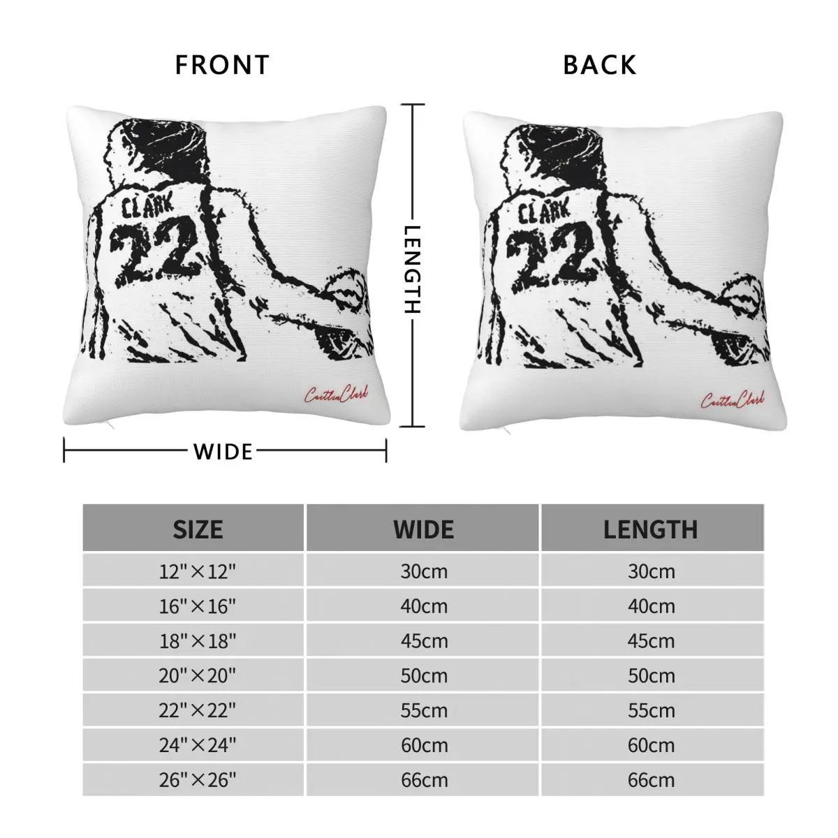 Caitlin Clark Square Pillowcase Polyester Linen Velvet Printed Zip Decorative Throw Pillow Case Sofa Cushion Cover