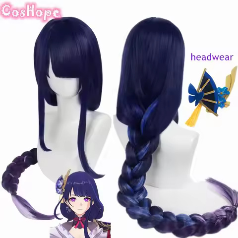 Baal Cosplay Raiden Shogun Wig 110cm Blue Purple Wig Cosplay Anime Cosplay Wig Heat Resistant Synthetic Wigs Hair