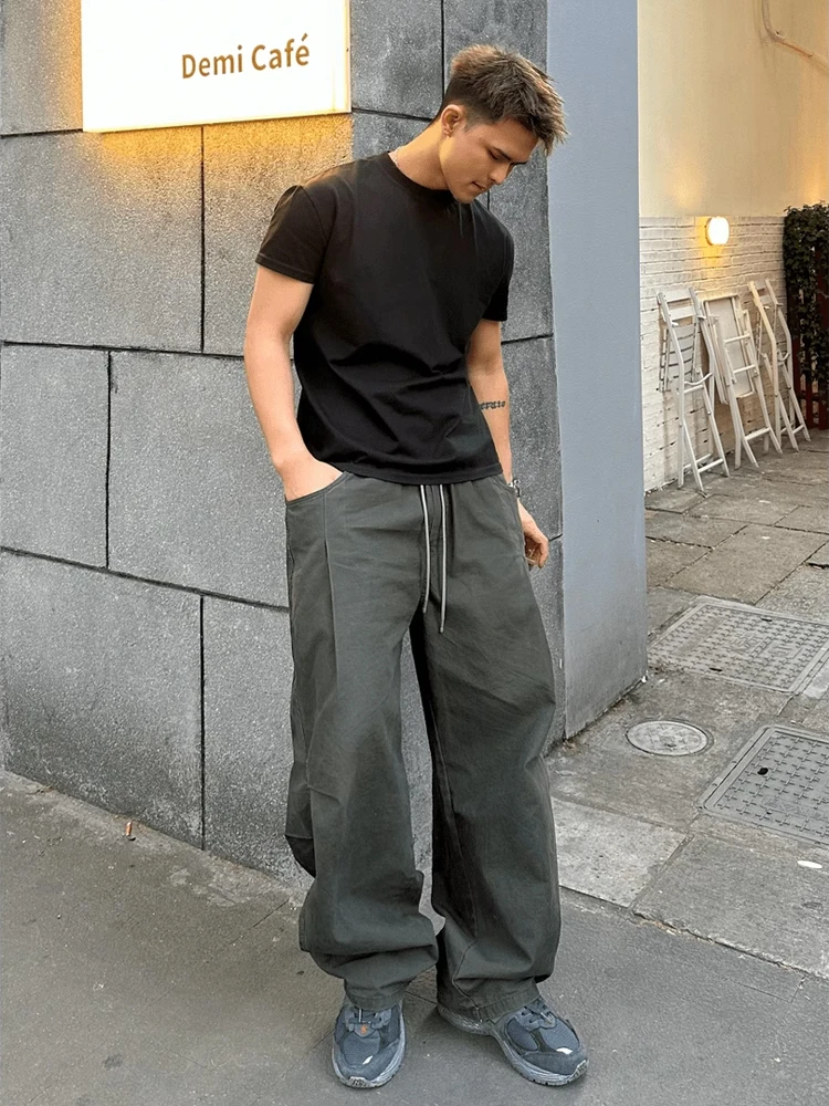 

Qui Dry Military een Men's Summer Thin Wide Leg Work Pants American Sports Casual Long Trousers Straight Cut Leisure Pants