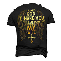 Men's Unisex T shirt Tee Graphic Letter Templar Cross Crew Neck Black Army Green Navy Blue 3D Print Outdoor Street Short Sleeve