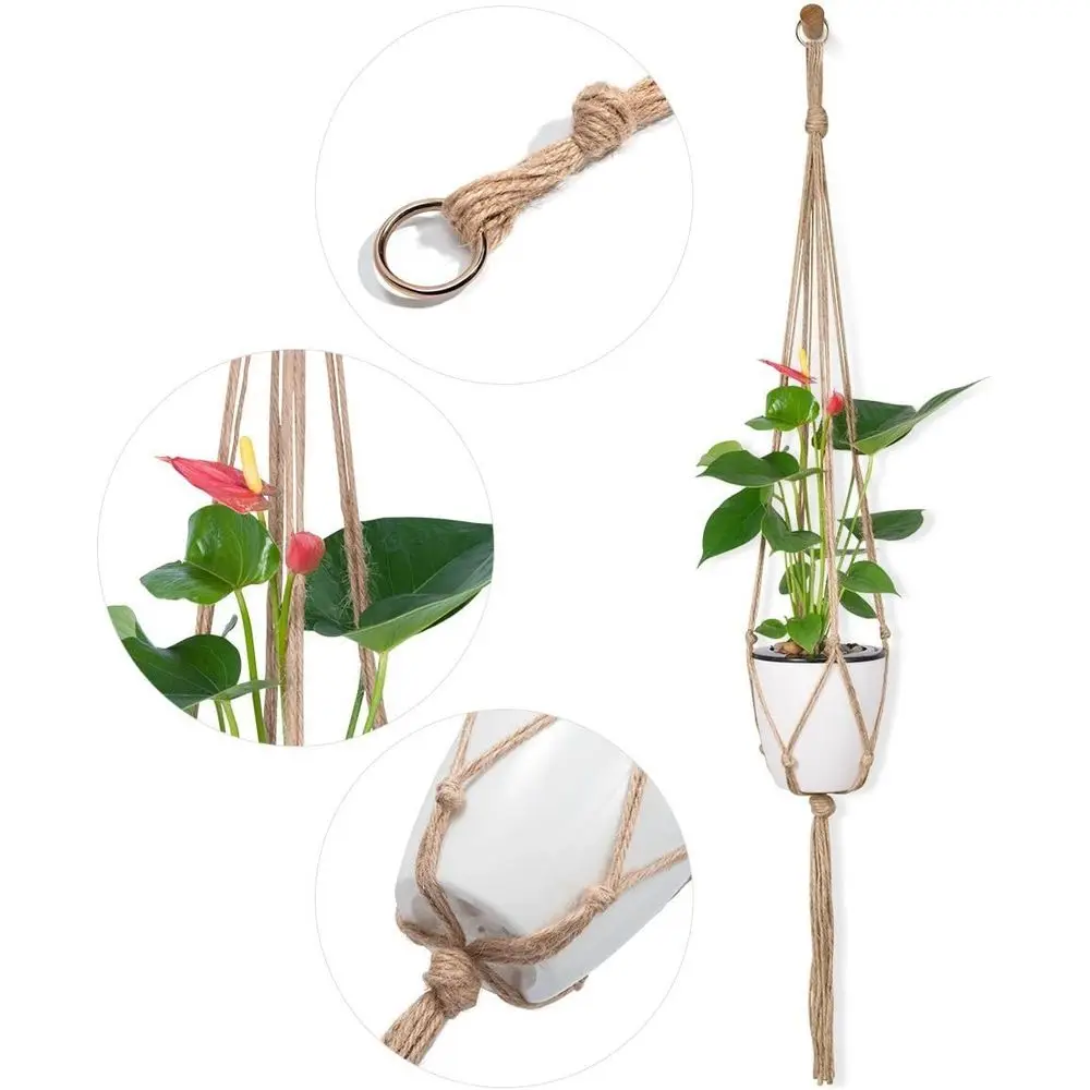 2 Pcs Plant Hanger Basket Liners with Country Style Natural Jute, Elegant for Home Garden, Patio and Office, Indoor & Outdoor De