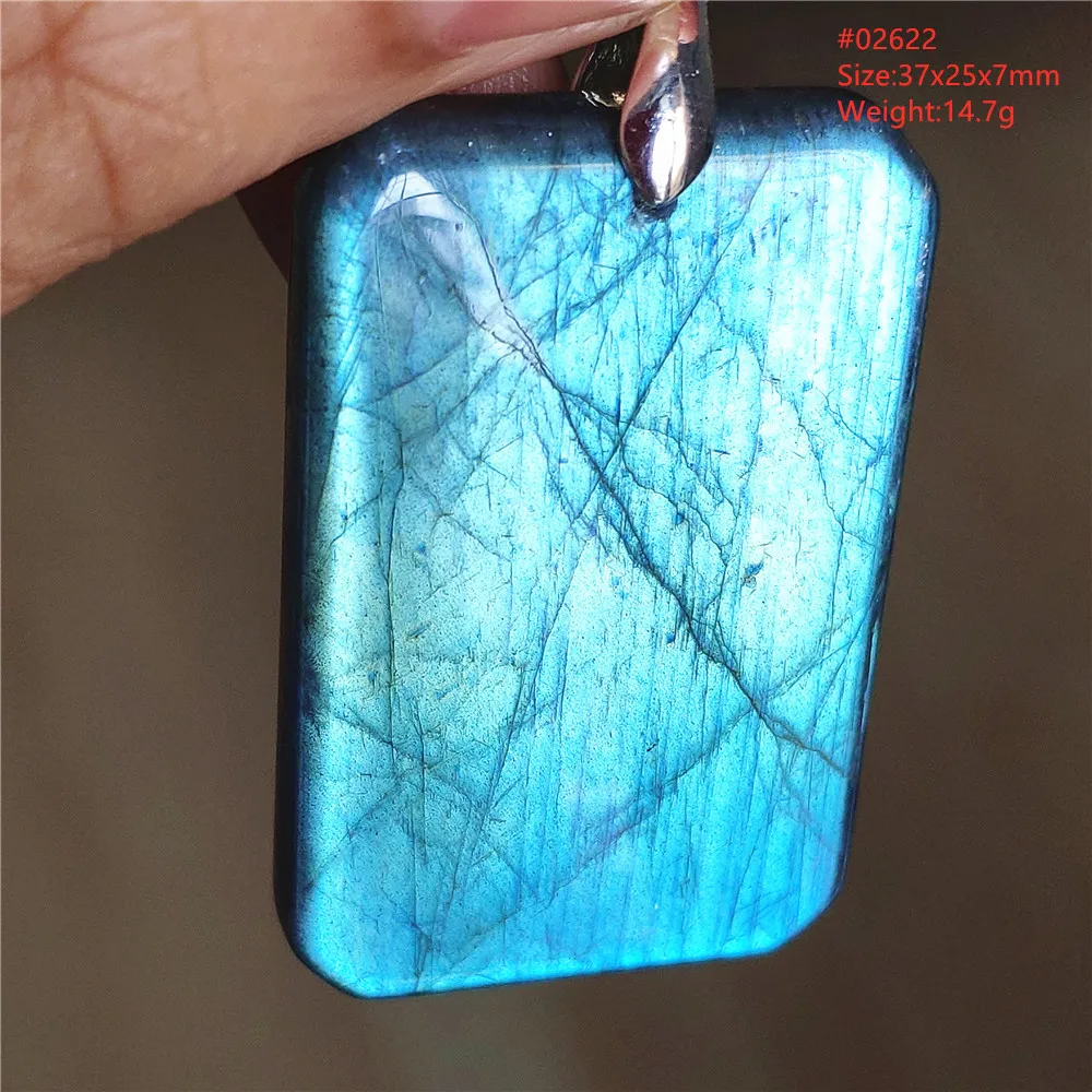 Natural Blue Light Labradorite Pendant Jewelry Water Drop Crystal Flash Labradorite Bead Necklace Women Men AAAAAA