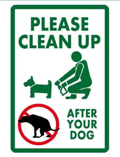 CLEAN DOG POOP SIGN DURABLE WEATHER PROOF ALUMINUM SIGN FULL COLOR DOG SIGN GRN