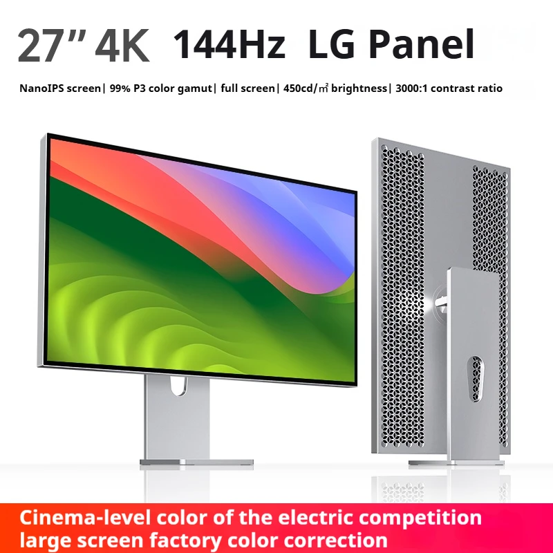 

27" 4K 144Hz Monitor 450cd/㎡ 3000:1 Nano IPS Black Display Suitable for MacBook/Apple for Editors with Aluminum Alloy Body