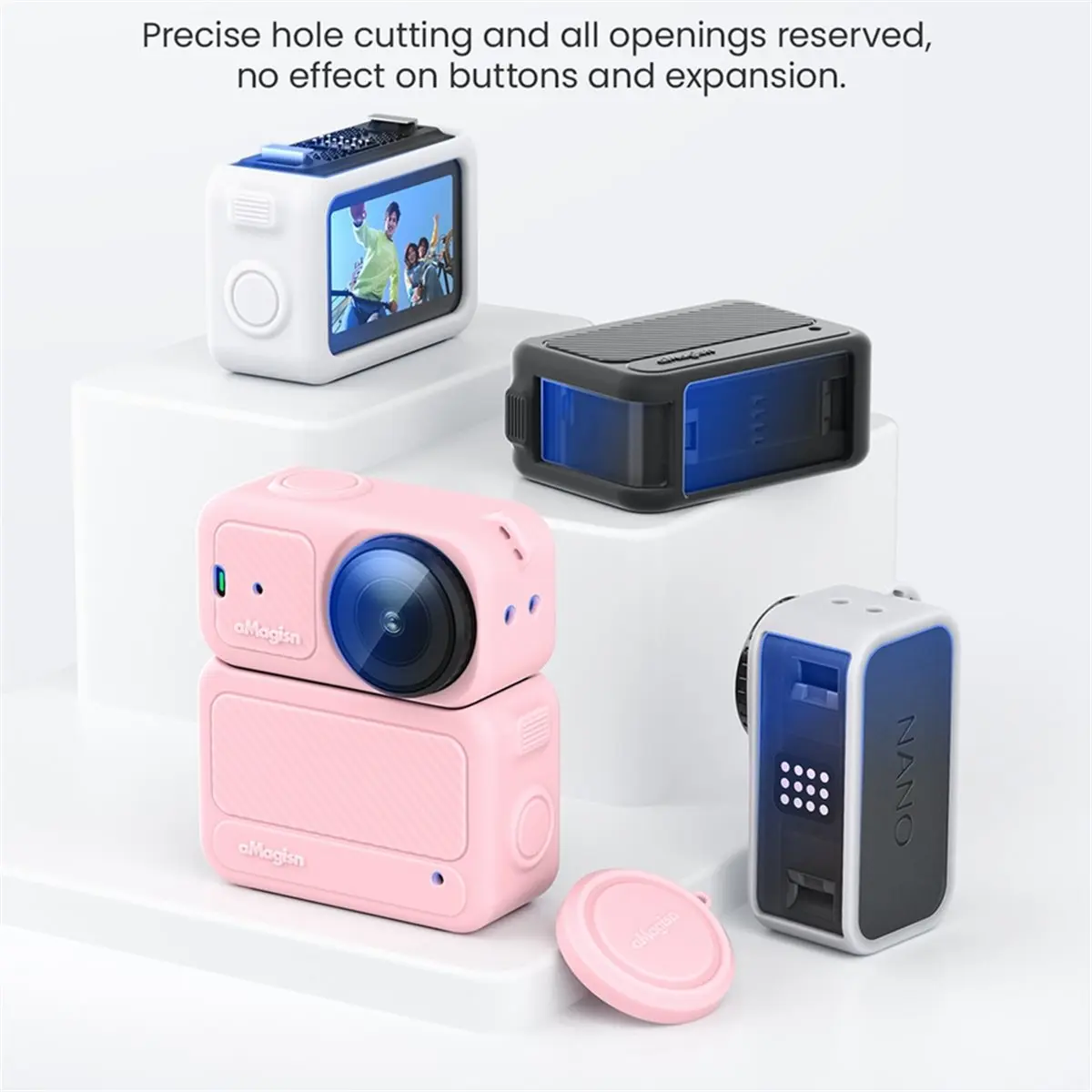 N94R AMAGISN Silicone Case for DJI OSMO NANO Action Camera Full Protection Safely Scratchproof Bumpproof Protective Cover Black