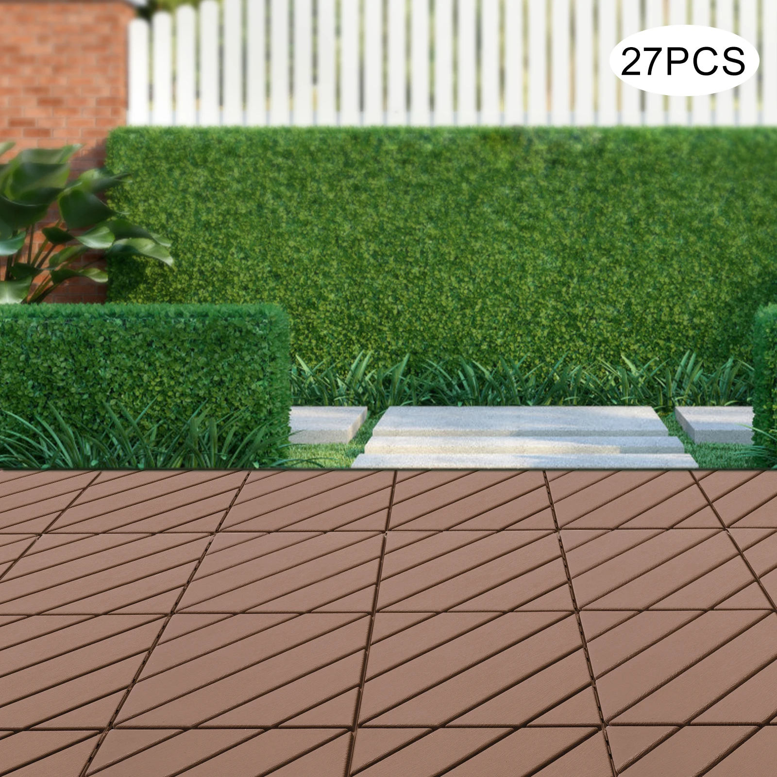 Plastic Interlocking Deck Tiles 27* Outdoor Patio Flooring 12