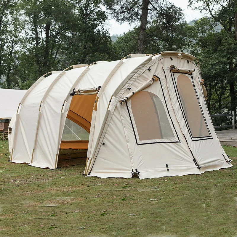 

Outdoor Windproof Tunnel Tent Camping Two Bedroom One Living Room Family Tunnel Tet