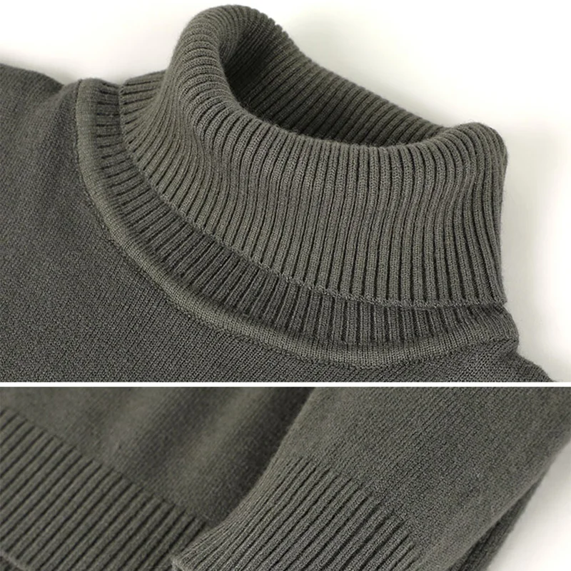 Suéter de manga larga de cuello alto para hombre, suéteres clásicos de corte ajustado, versátiles, cómodos, sólidos, trabajo de oficina, a la moda, nuevo