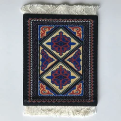 1Pcs Vintage Persian Style Tassel Mini Cup Pad Mouse Pads Woven Rug Mat Pattern Retro Cup Office Table Home Craft Decoration