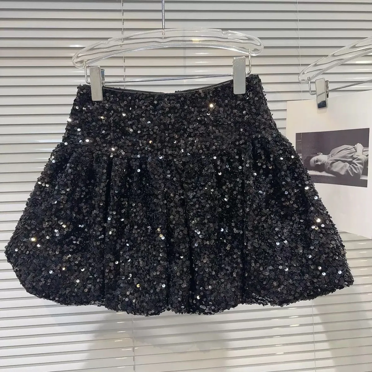 Girls' Spring New Shining Glitter Heavy duty Flower Bud Skirt Elastic Waist Short Skirt Half Skirt Children's Short Skirt
