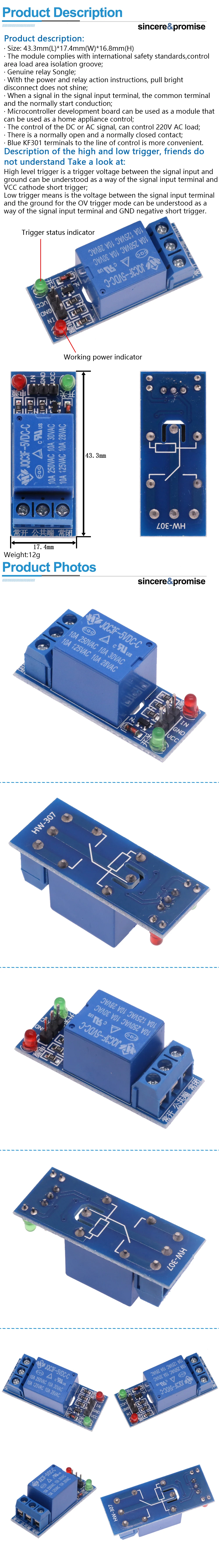 1 Kanal Einweg 5V 12V Low Level Trigger Relais Modul Mikro controller Entwicklung Erweiterungs karte für Arduino Pic Avr DSP Arm – Detail 3