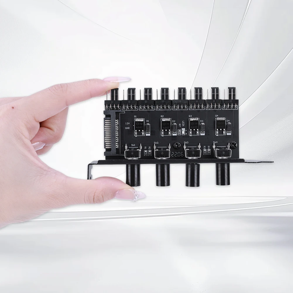 1-6 Buah Hub Kipas Sasis PC SATA/4 Pin Adaptor 8 Saluran Kipas Pendingin CPU HUB 4 Tombol PWM Hub Pengendali Kecepatan Kipas Pendingin untuk CPU