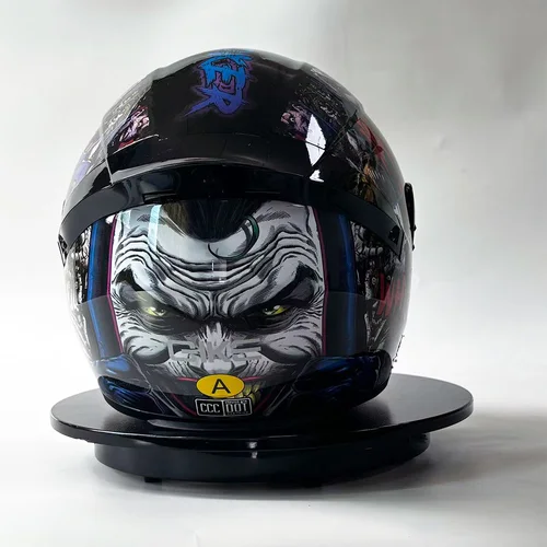 Imagen 2 del producto Casco de motocicleta de carreras Unisex con certificación DOT, cara completa, antiniebla, estilo Vintage, Scooter, cobertura completa, personalidad Retro