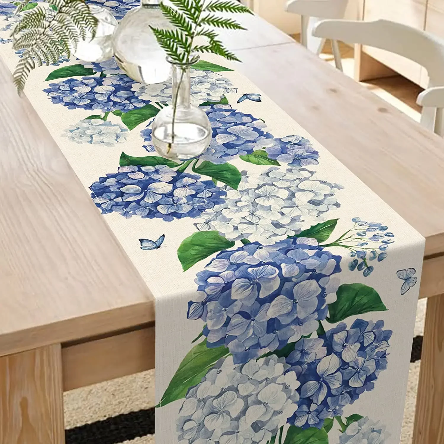 Small Fresh Blue Hydrangea Home Living Room Dining Table Entrance Dustproof Table Flag Holiday Party Wedding Decoration Cloth