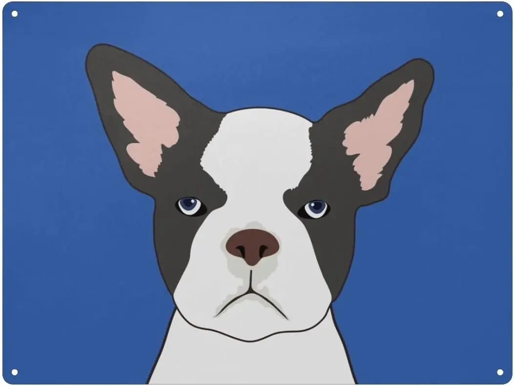 Metal Tin Sign, Cool French Bulldog Buddy Dog On Blue Wall Decor Art Signs for Home Coffee Gate Bar -
