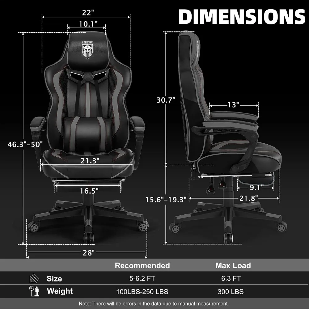Ergonomic Reclining Gaming Chair with Footrest and Massage for Adults view 3